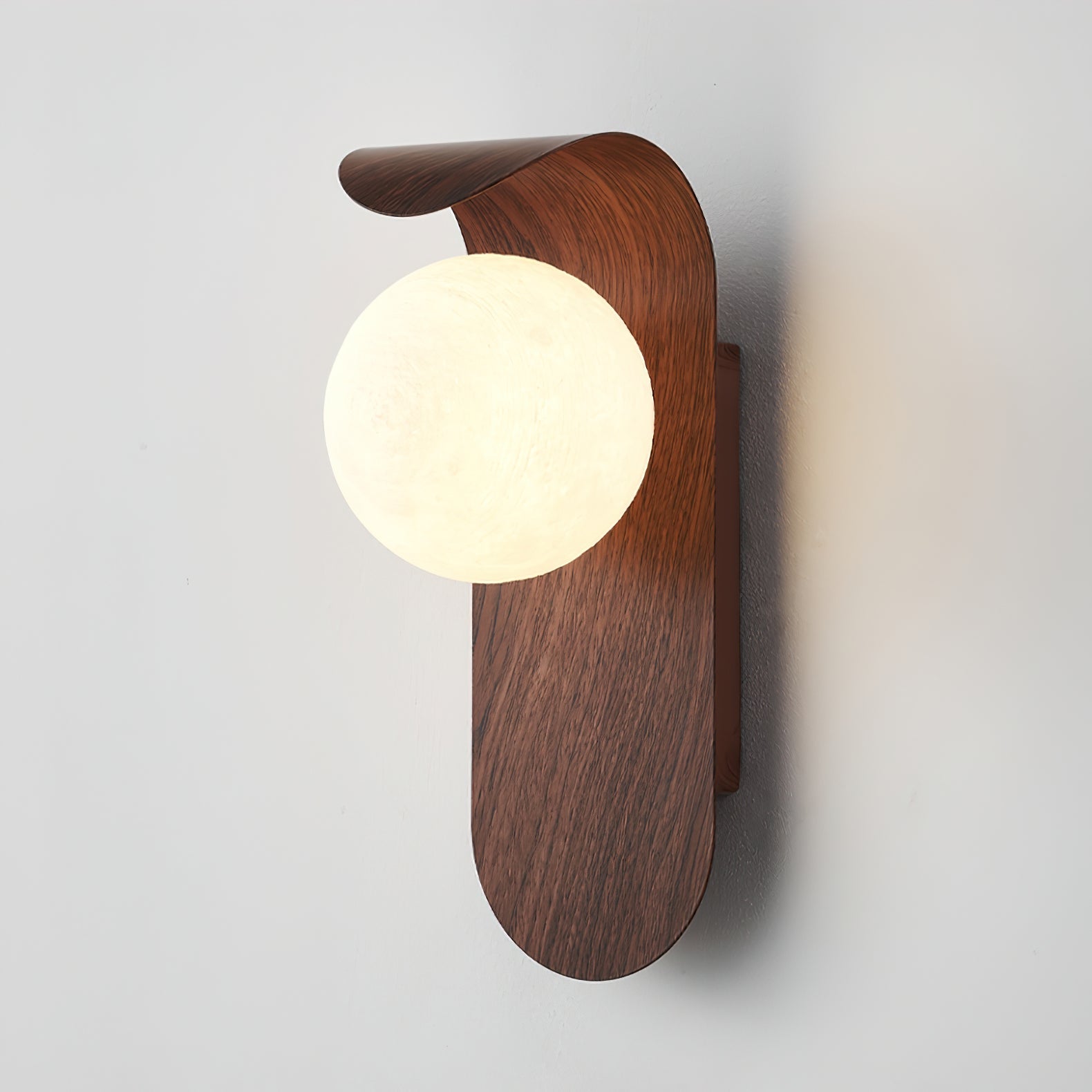Wandleuchte Kugel Glas Holzoptik, LED Wandlampe G9 Modern