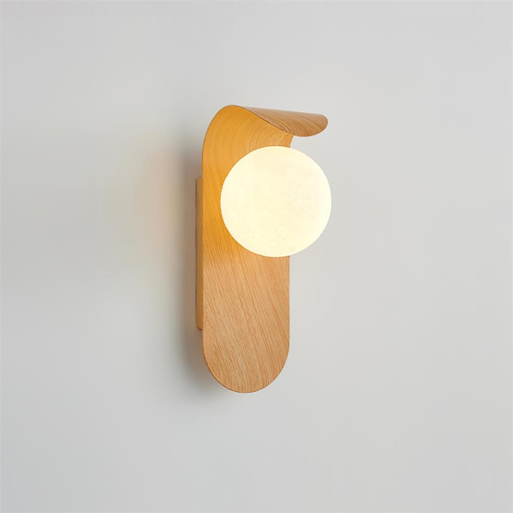 Wandleuchte Kugel Glas Holzoptik, LED Wandlampe G9 Modern