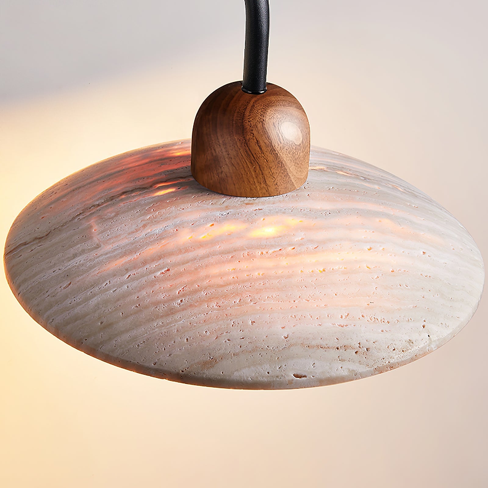 Wandleuchte Travertin Stein, Design Wandlampe Holz Messing G9