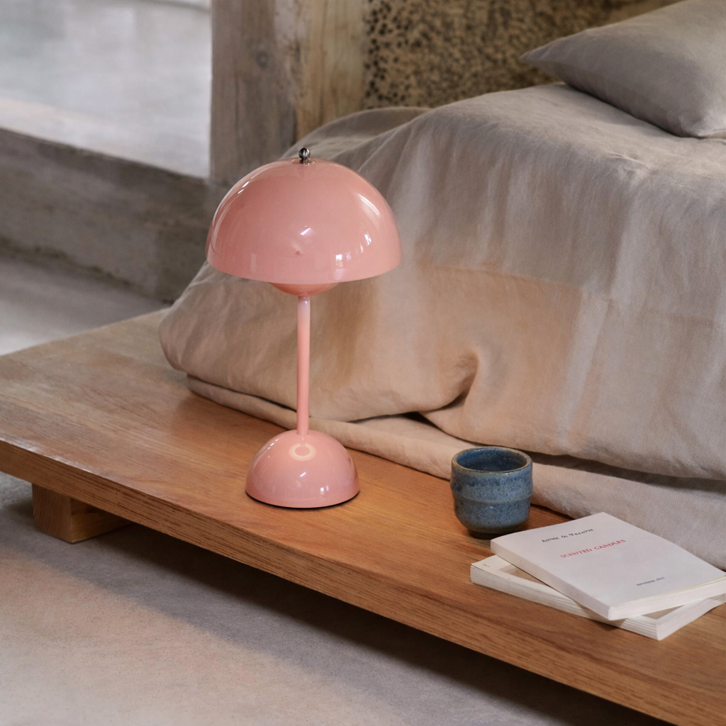 Skandinavische LED Tischlampe Metall – Dimmbar & Kabellos, Modernes Design