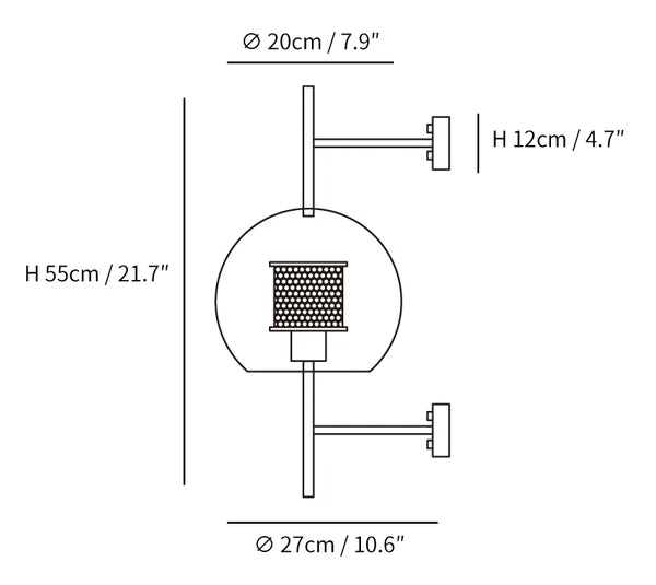 Moderne Wandlampe Metall Glas – Zylinder oder Kugel, nordisches Design