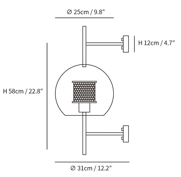 Moderne Wandlampe Metall Glas – Zylinder oder Kugel, nordisches Design