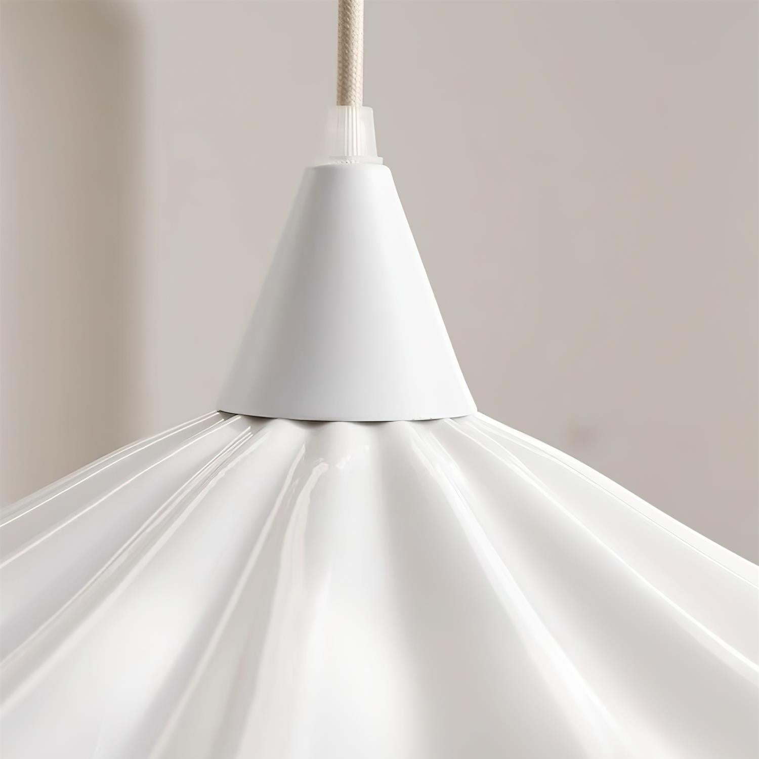 Bone China Pendelleuchte Weiß, Wellenförmiges Design, Dimmbar Höhenverstellbar