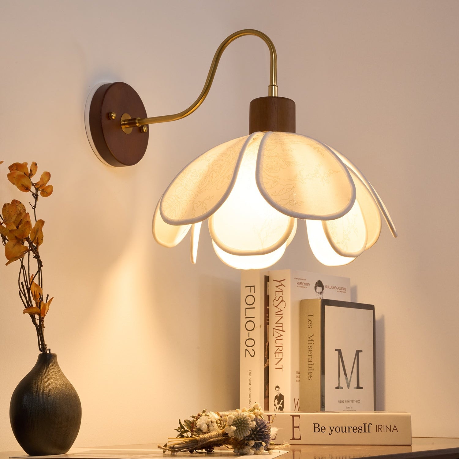 Baumwoll Pendelleuchte Gestreift, Walnuss Design Dimmbar Höhenverstellbar