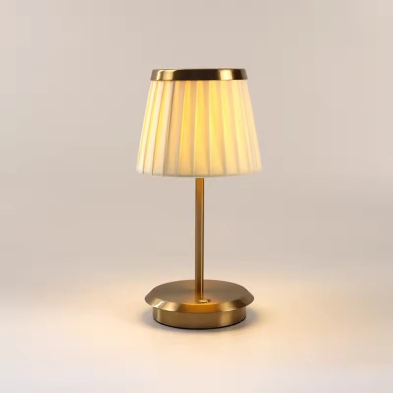Kabellose LED Tischlampe Stoffschirm, Touch dimmbar & 3 Lichtfarben
