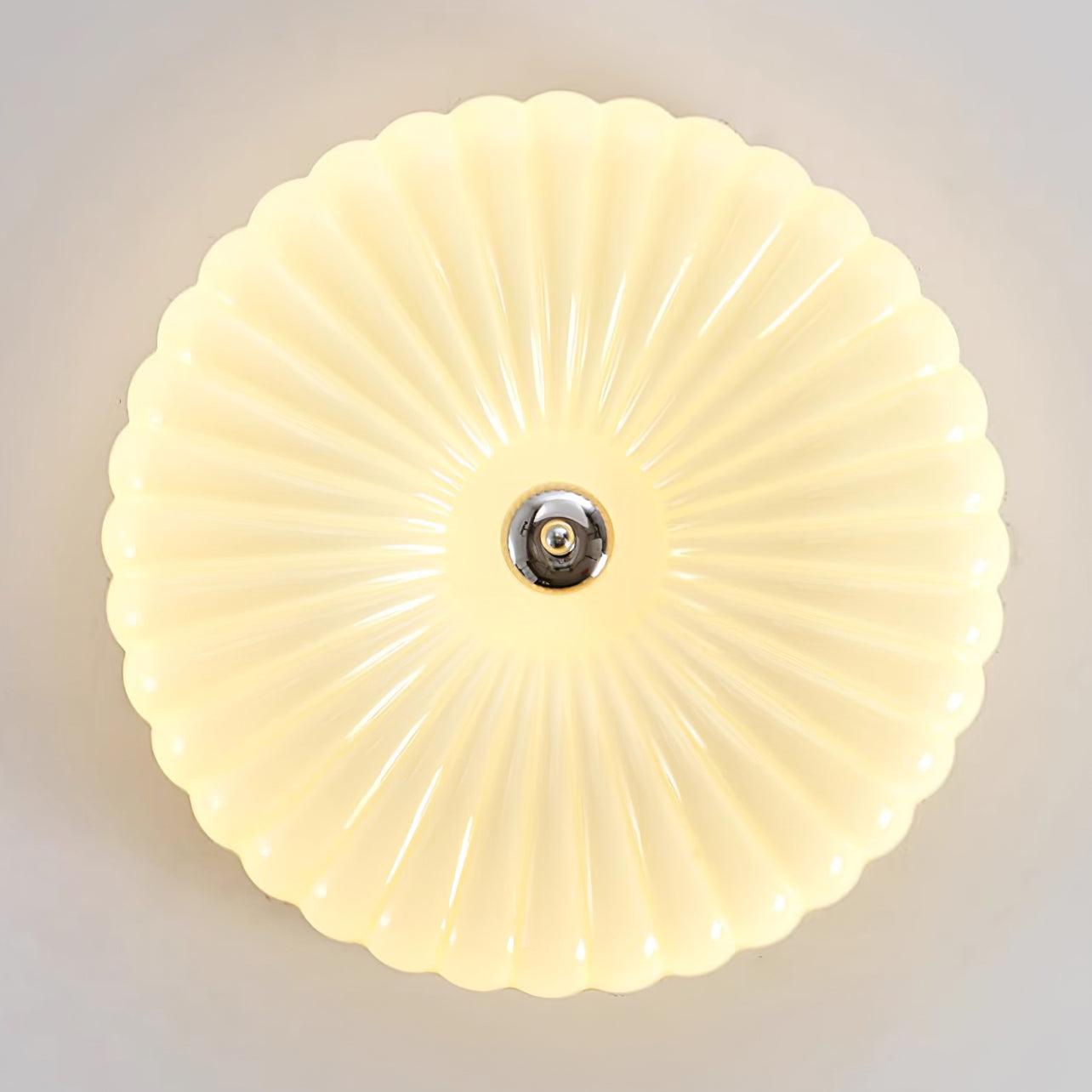 Deckenleuchte Glas Geriffelt Creme Weiß, Moderne Deckenlampe Integriertes LED Dimmbar
