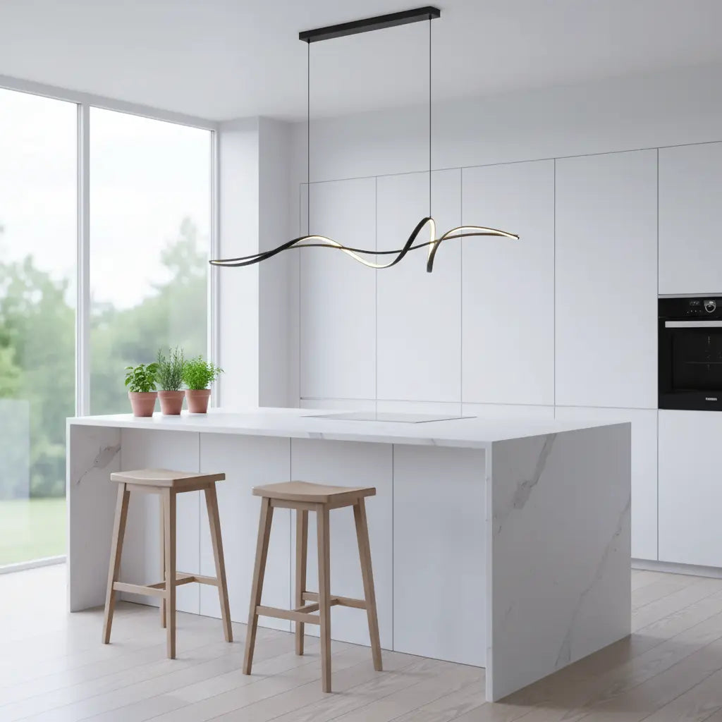 LED Hängelampe Küche Insel Linear Schwarz, Pendelleuchte Dimmbar 120/140 cm