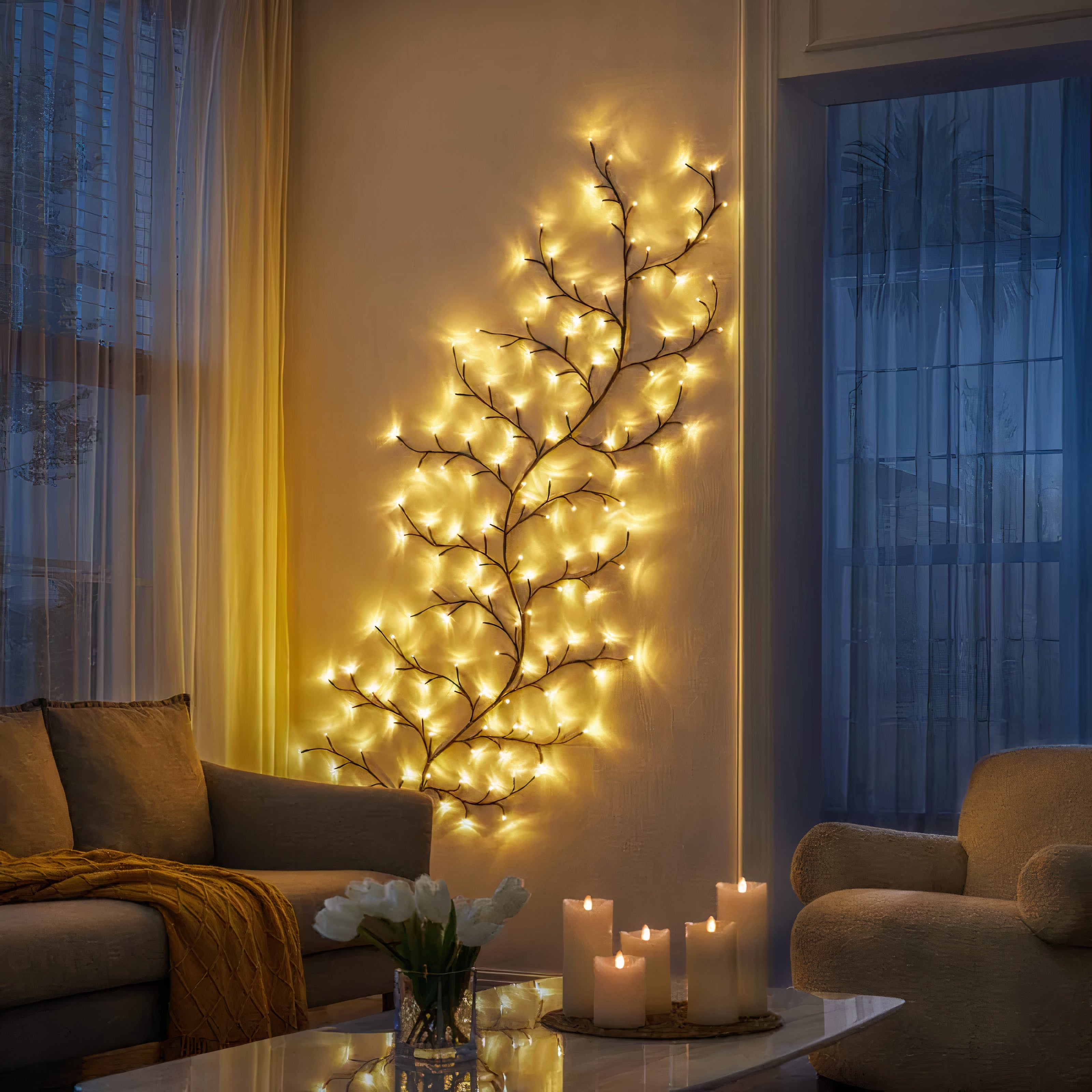 LED Lichterzweige dimmbar, Lichterranke mit Fernbedienung