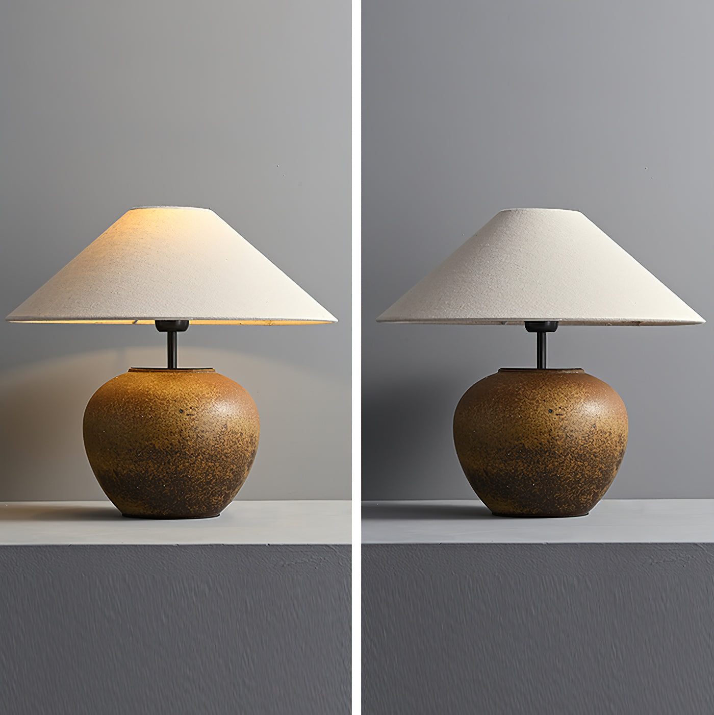 Keramik Tischlampe, Handgefertigtes Design Warmweiß E27