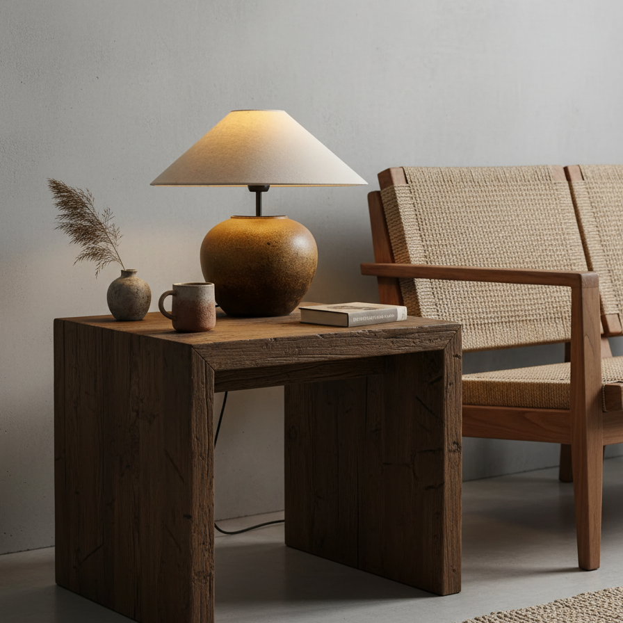 Keramik Tischlampe, Handgefertigtes Design Warmweiß E27