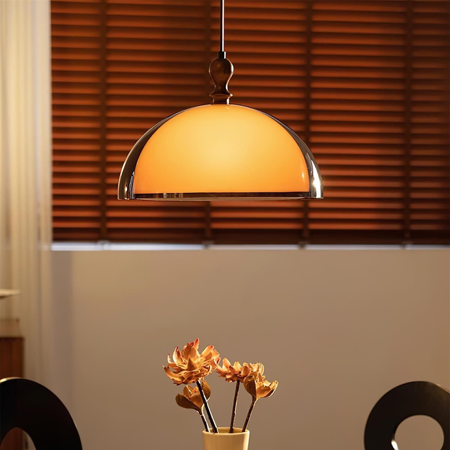 Holz Pendelleuchte Walnuss, Runde Hängeleuchte modern