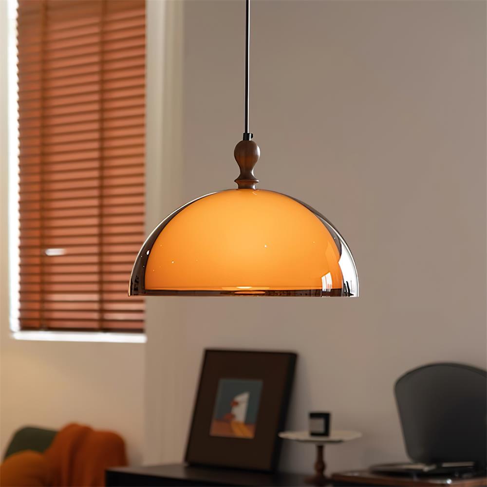 Holz Pendelleuchte Walnuss, Runde Hängeleuchte modern
