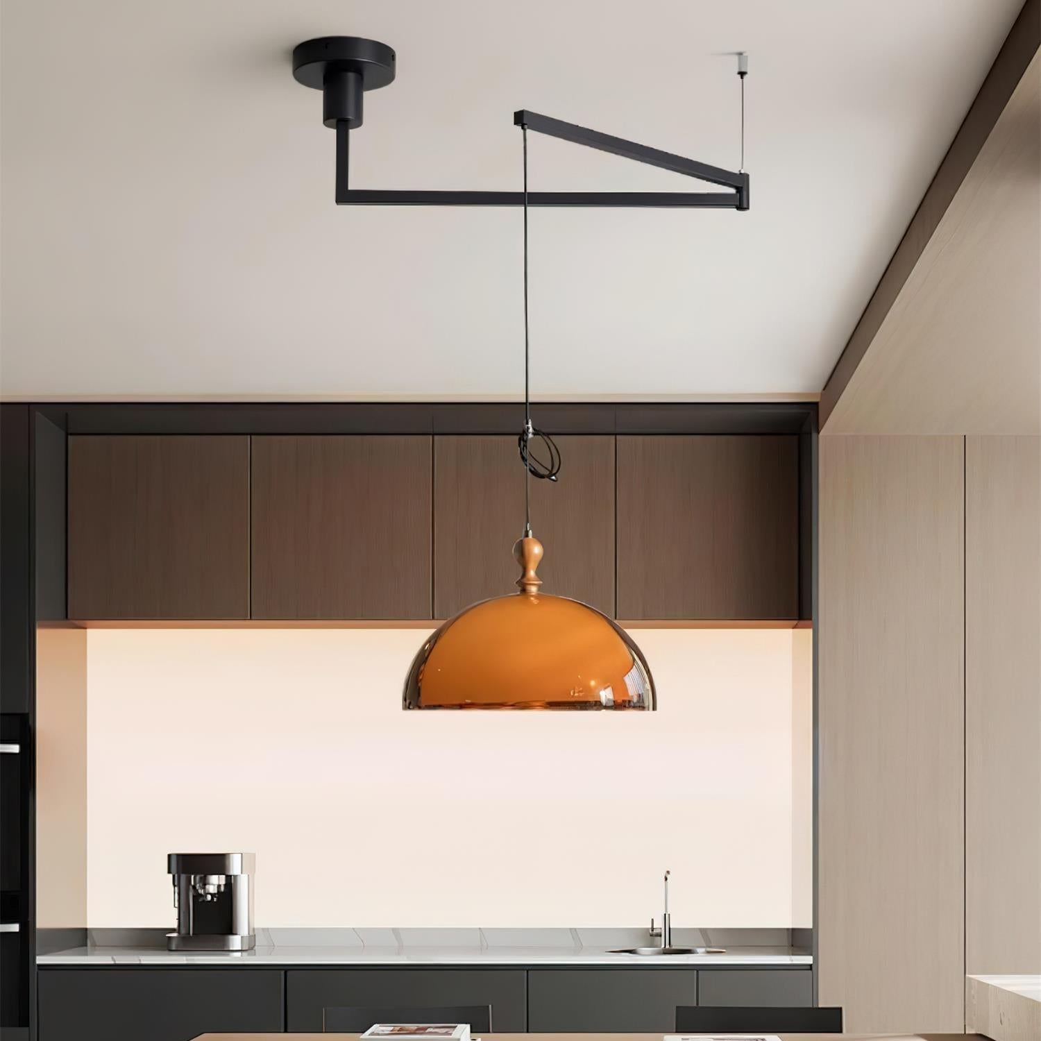 Holz Pendelleuchte Walnuss, Runde Hängeleuchte modern