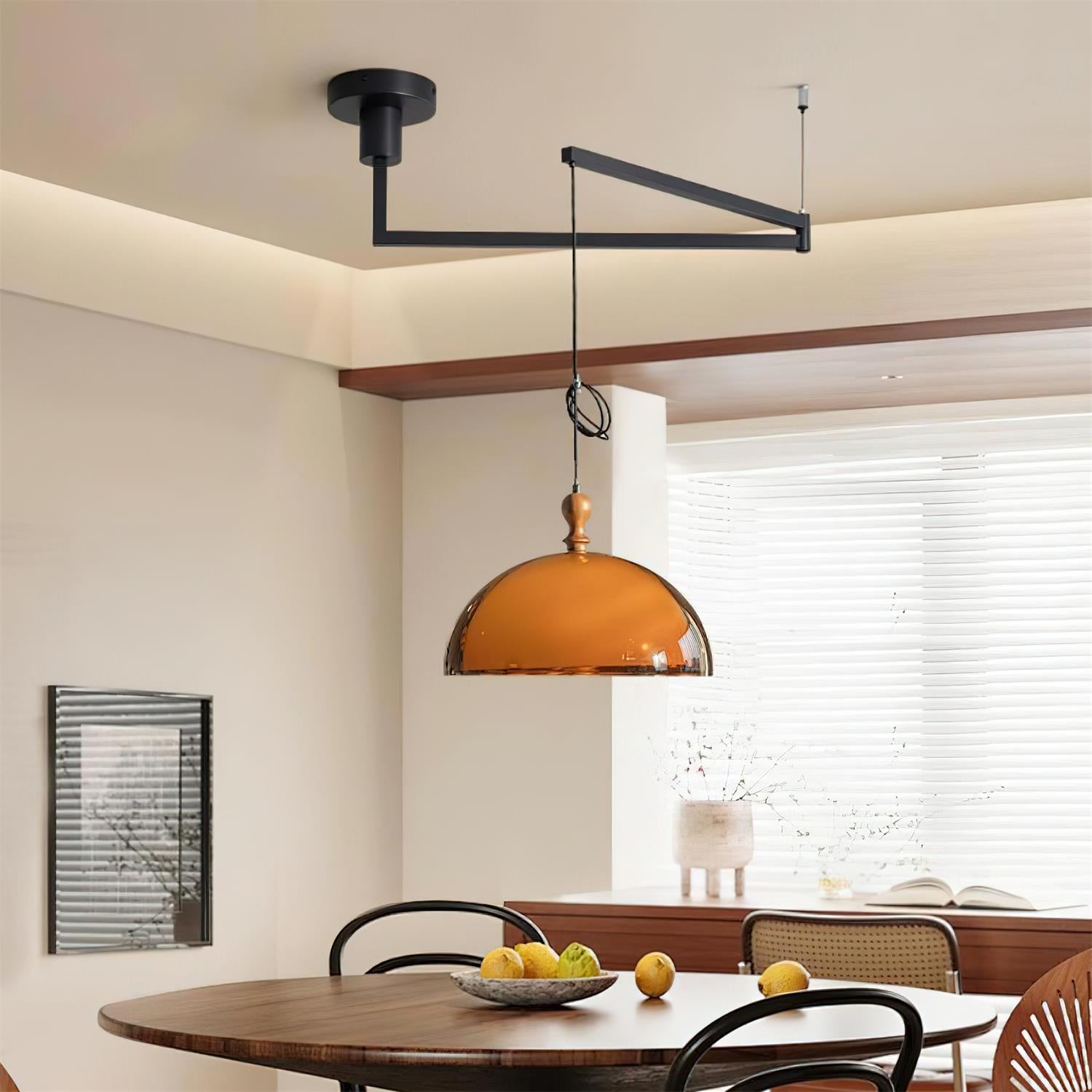 Holz Pendelleuchte Walnuss, Runde Hängeleuchte modern