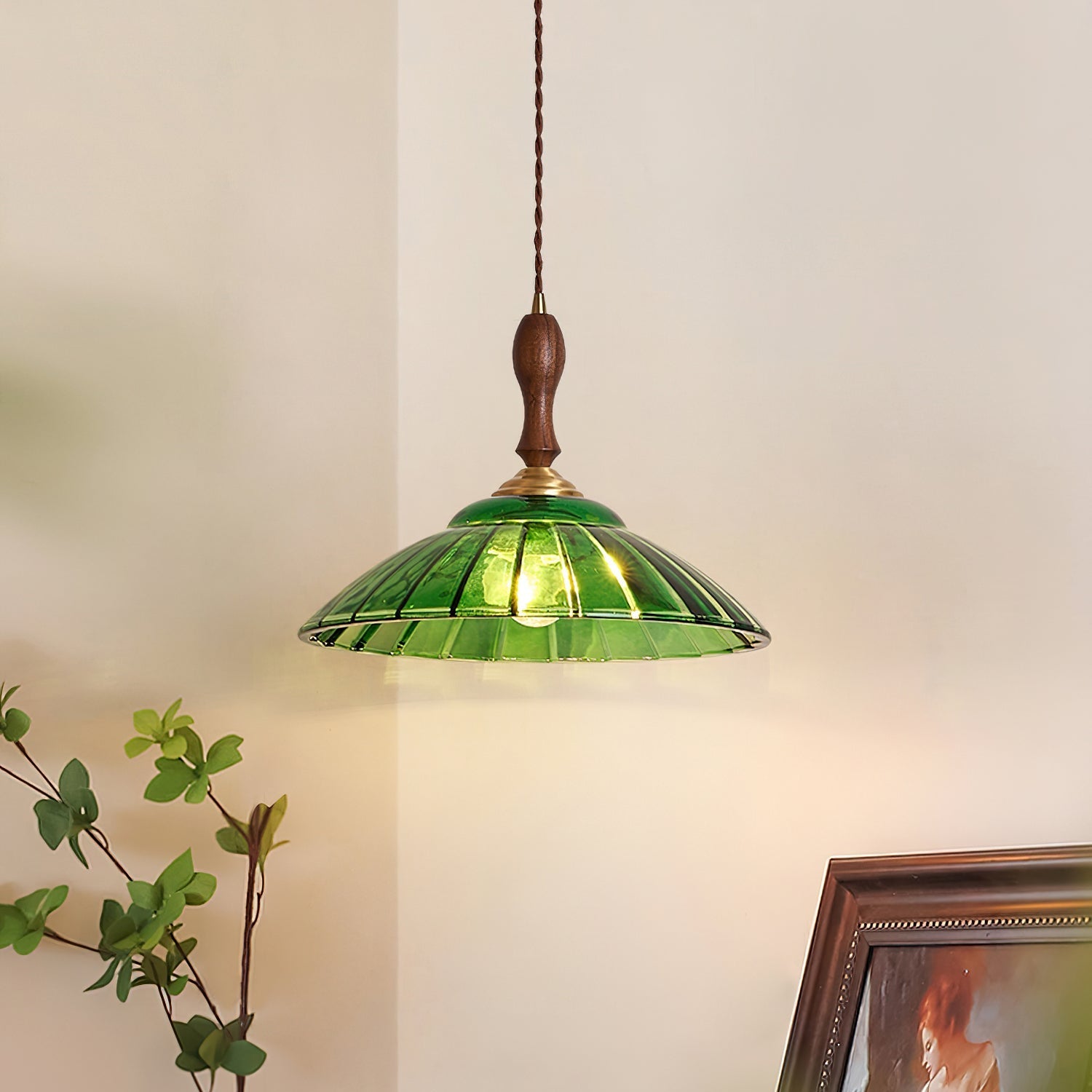 Grüne Pendelleuchte Glas, Vintage Design Dimmbar