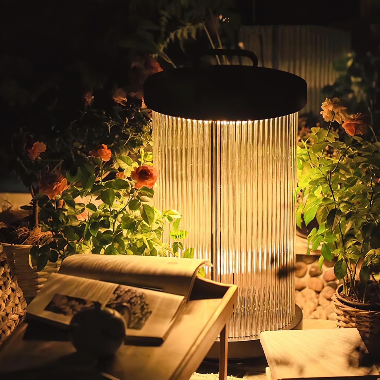 Außenwandleuchte Edelstahl Glas Geriffelt Modern Solar LED Warmweiß 3000K