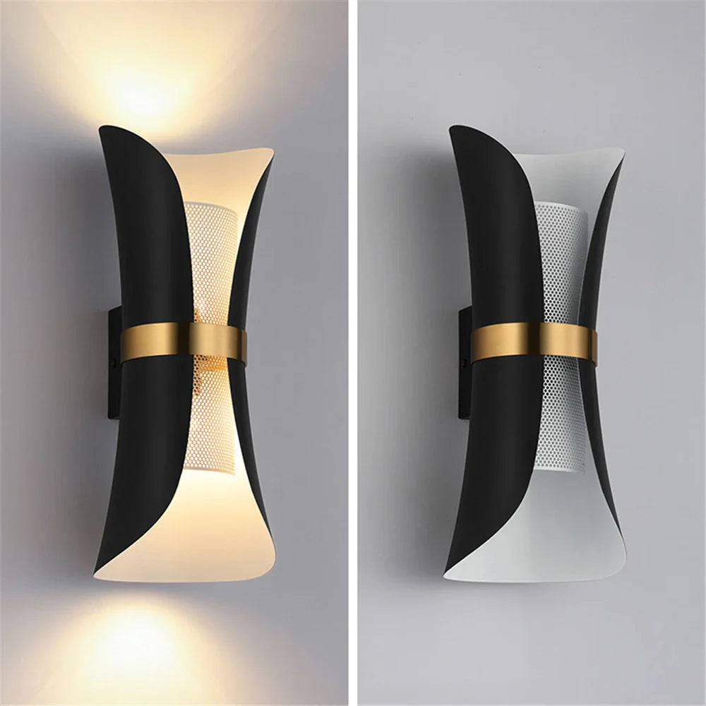 LED Wandleuchte Up Down 2-flammig, Wandlampe schwarz gold