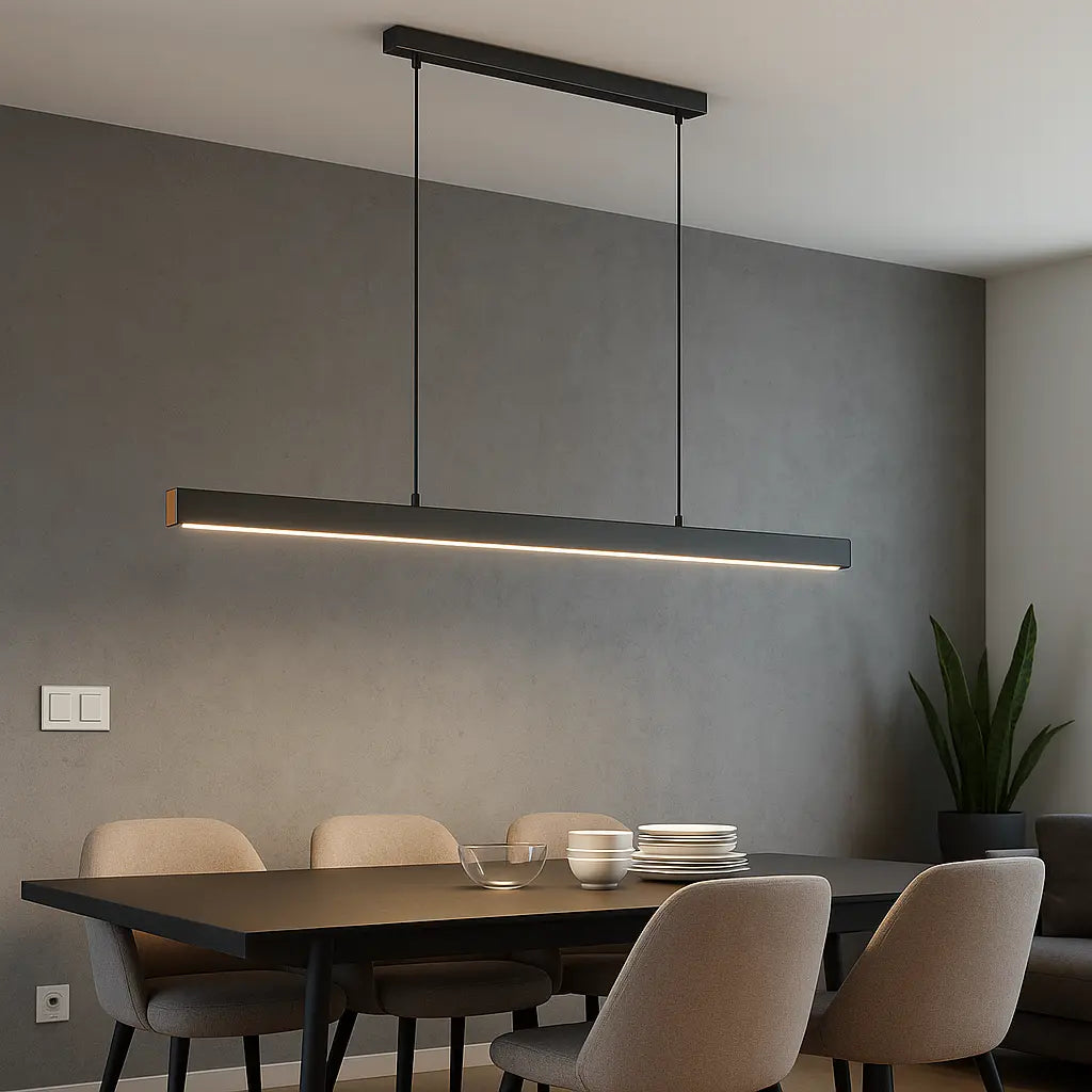LED Hängelampe Esstisch Linear Schwarz, Pendelleuchte Dimmbar 120–200 cm