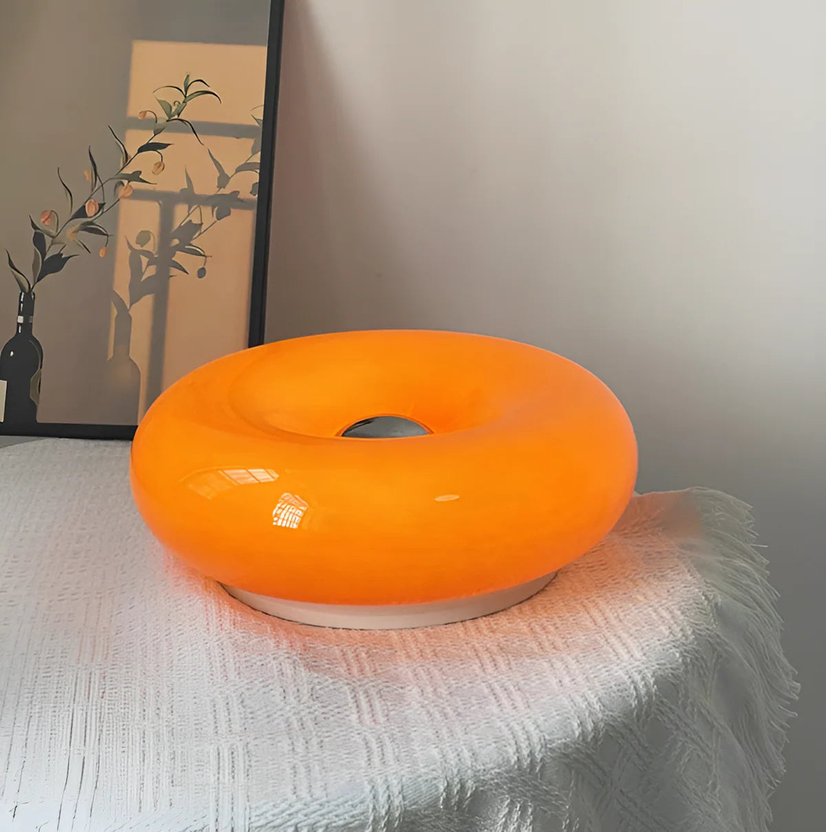 Bauhaus Tischlampe LED dimmbar, Glas Ring Tischleuchte