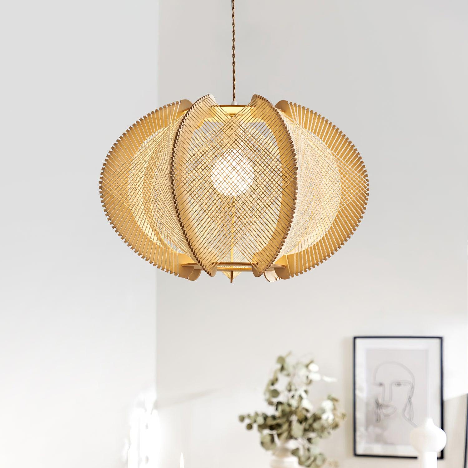 Rattan Pendelleuchte Natur Ø45 cm, Boho Design Handgefertigt
