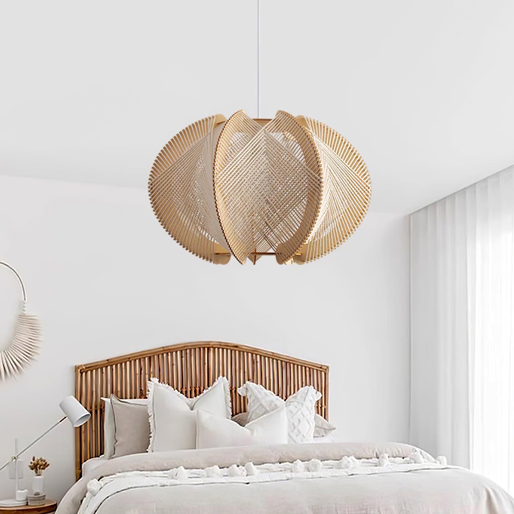 Rattan Pendelleuchte Natur Ø45 cm, Boho Design Handgefertigt