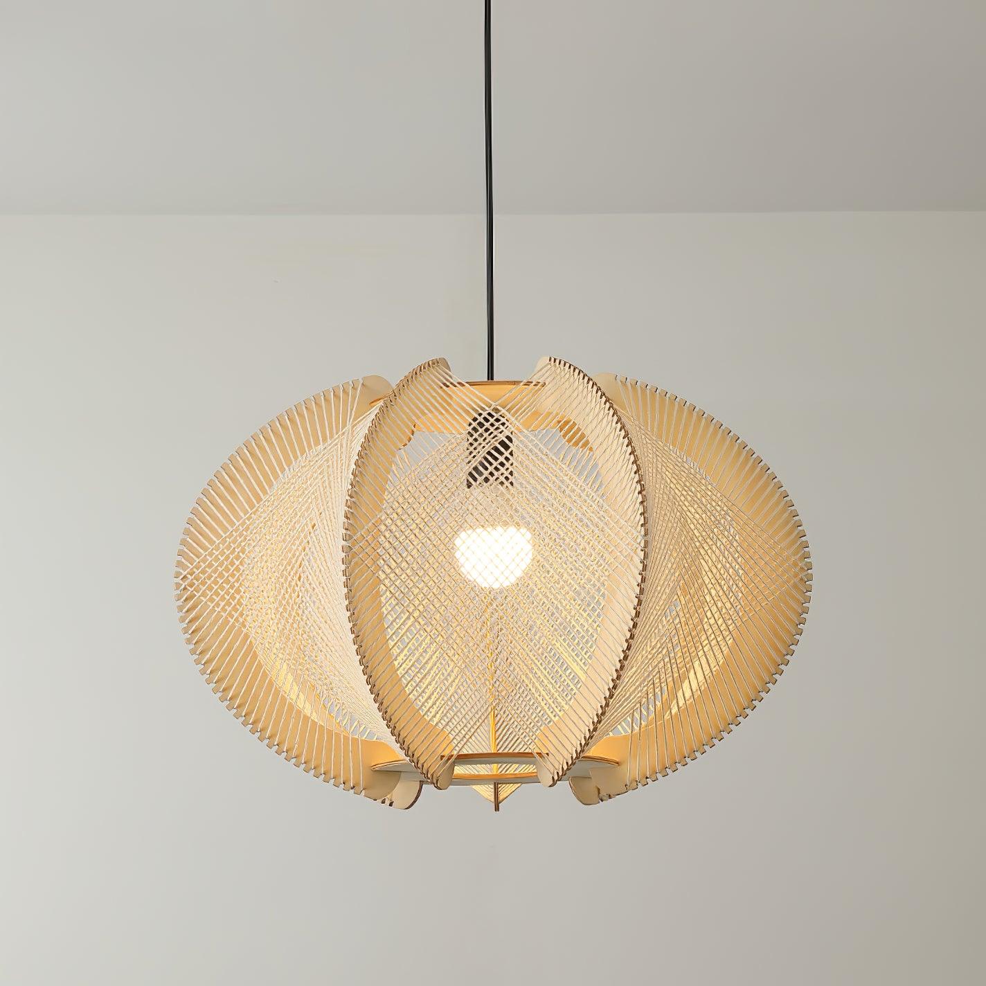 Rattan Pendelleuchte Natur Ø45 cm, Boho Design Handgefertigt