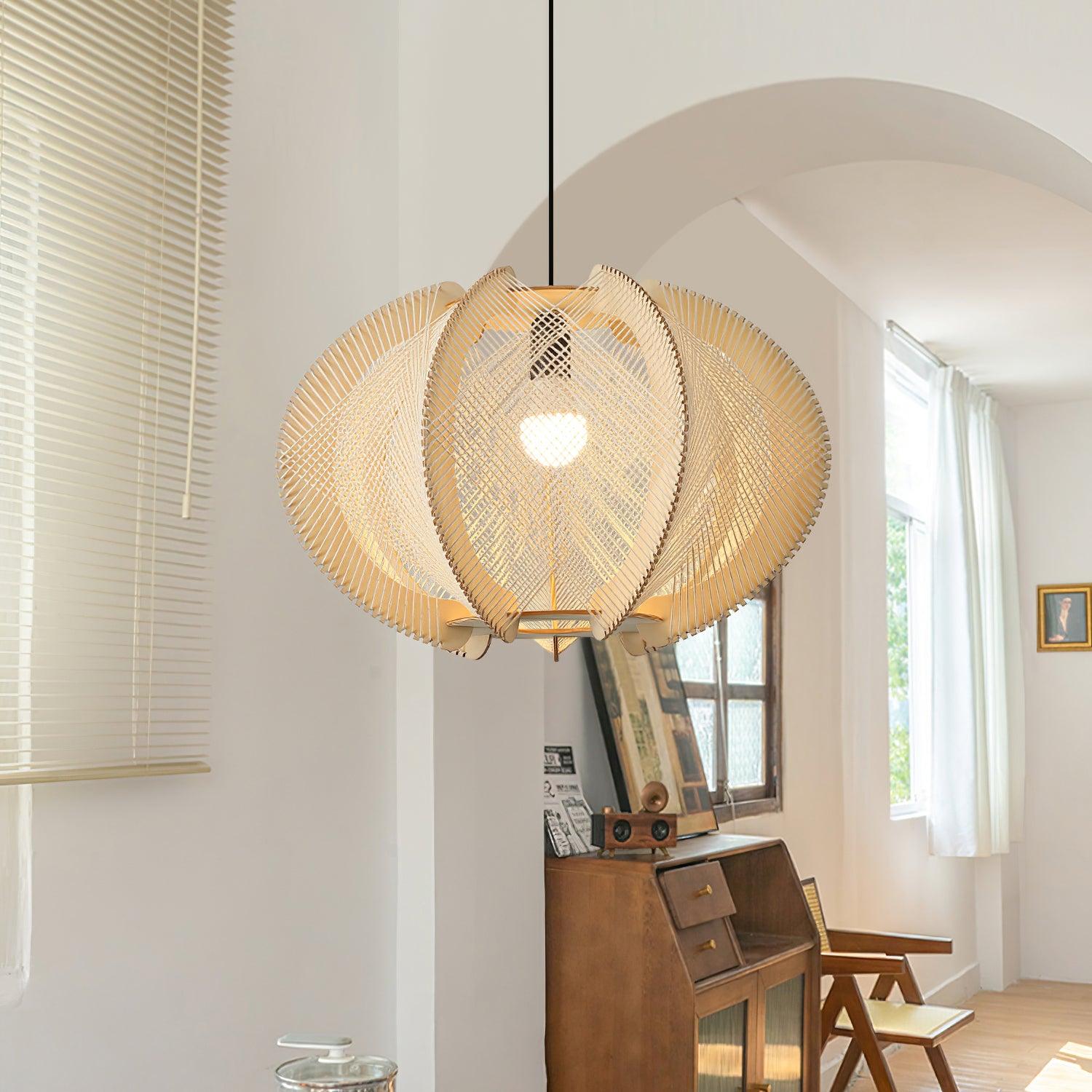 Rattan Pendelleuchte Natur Ø45 cm, Boho Design Handgefertigt