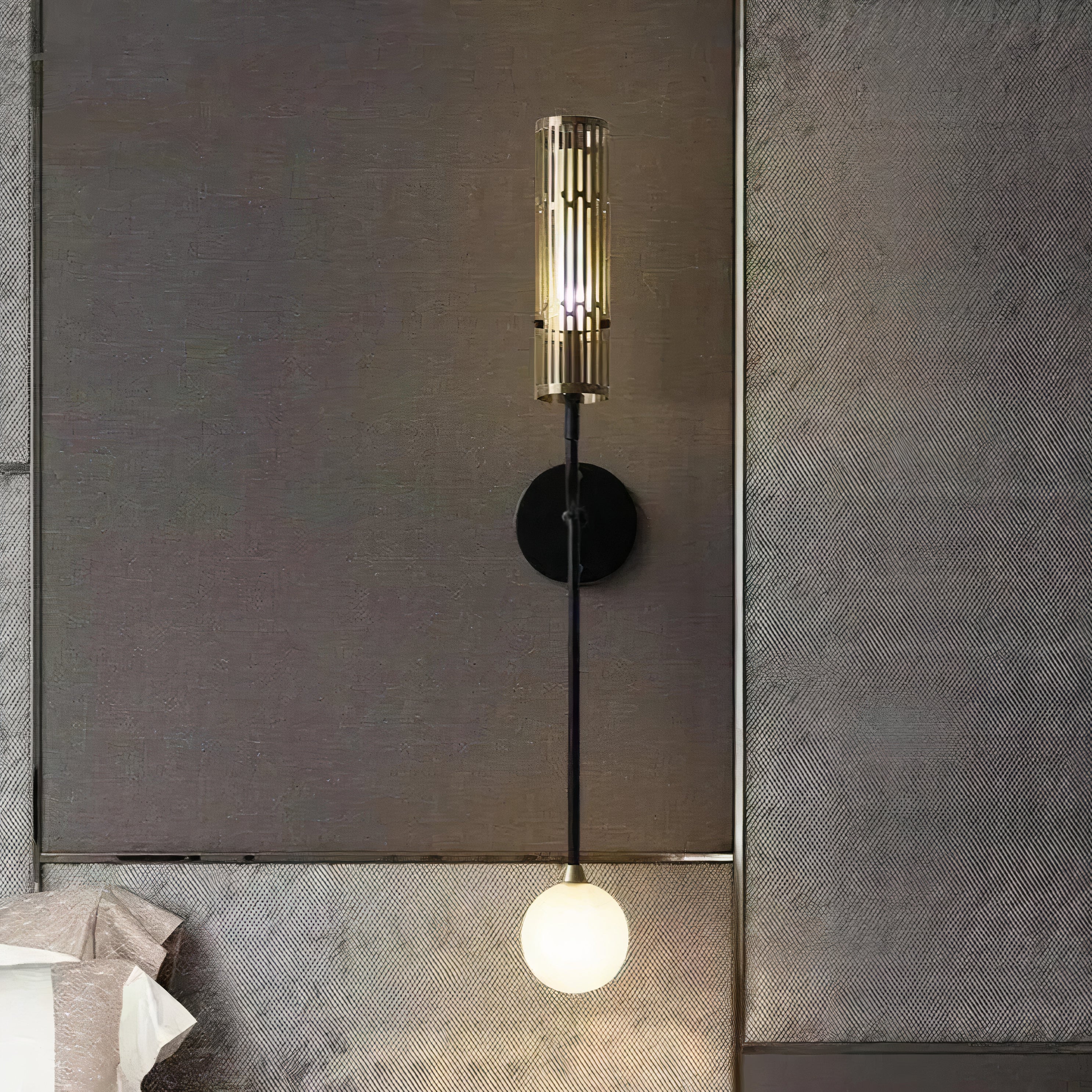 Wandlampe Schwarz Gold 2-flammig, Modernes Design mit Glaskugeln