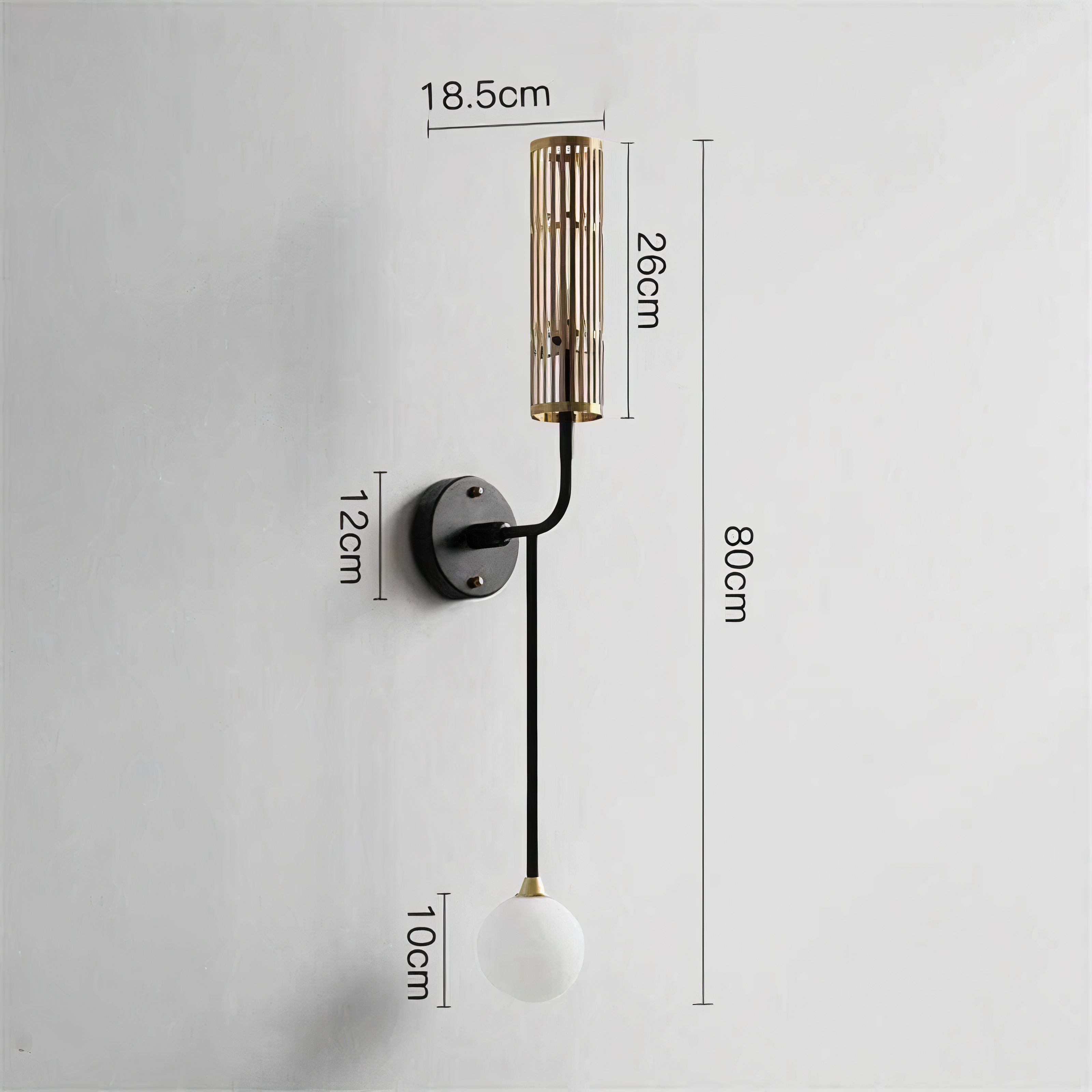 Wandlampe Schwarz Gold 2-flammig, Modernes Design mit Glaskugeln