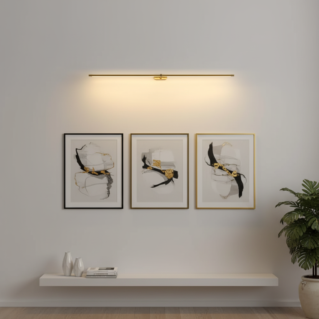 Kabellose LED Wandleuchte Linearm, Bilderleuchte Dimmbar USB 68–128 cm