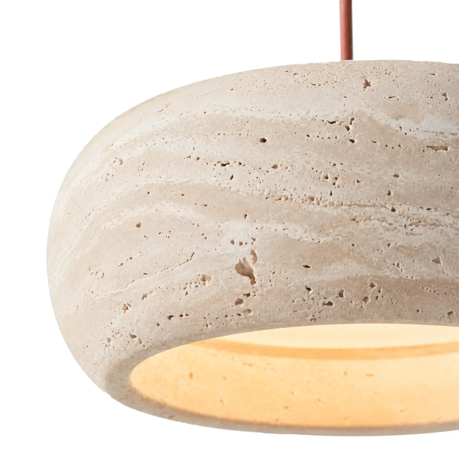 Travertin Pendelleuchte Naturstein, Wabi Sabi Design Höhenverstellbar