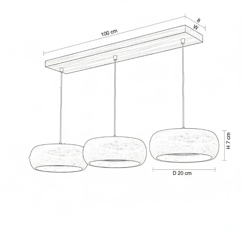 Travertin Pendelleuchte Naturstein, Wabi Sabi Design Höhenverstellbar