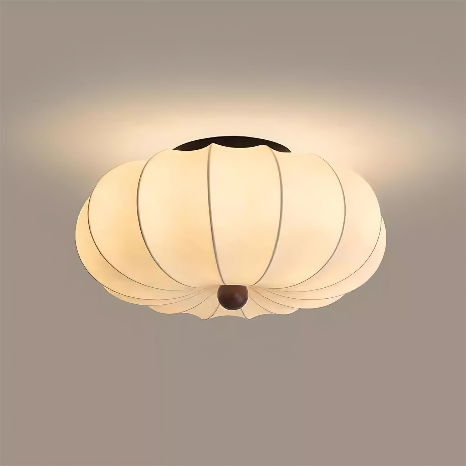 Deckenleuchte Stoff Blumenform Holzakzent, Moderne Deckenlampe Dimmbar E27