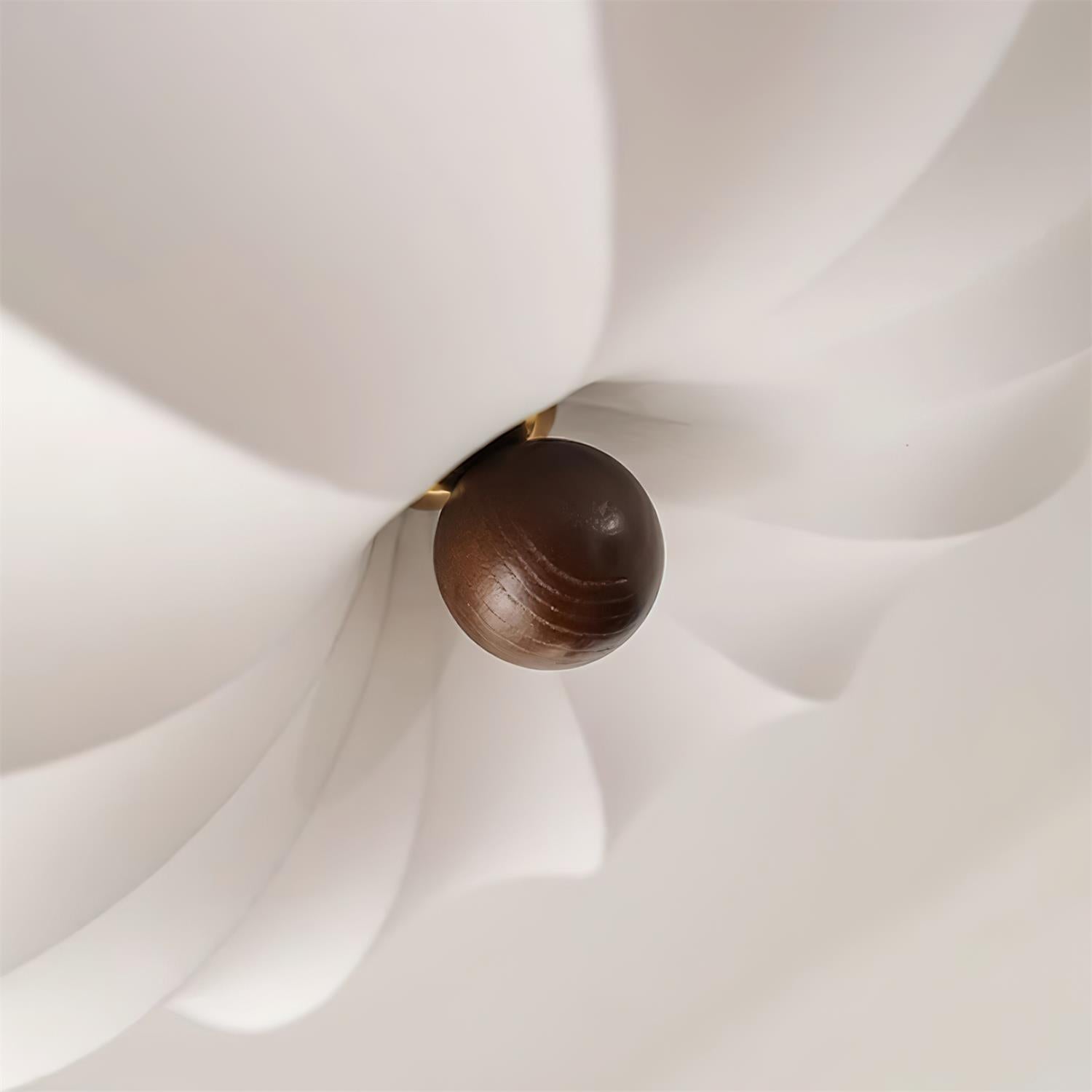 Deckenleuchte Stoff Blumenform Holzakzent, Moderne Deckenlampe Dimmbar E27