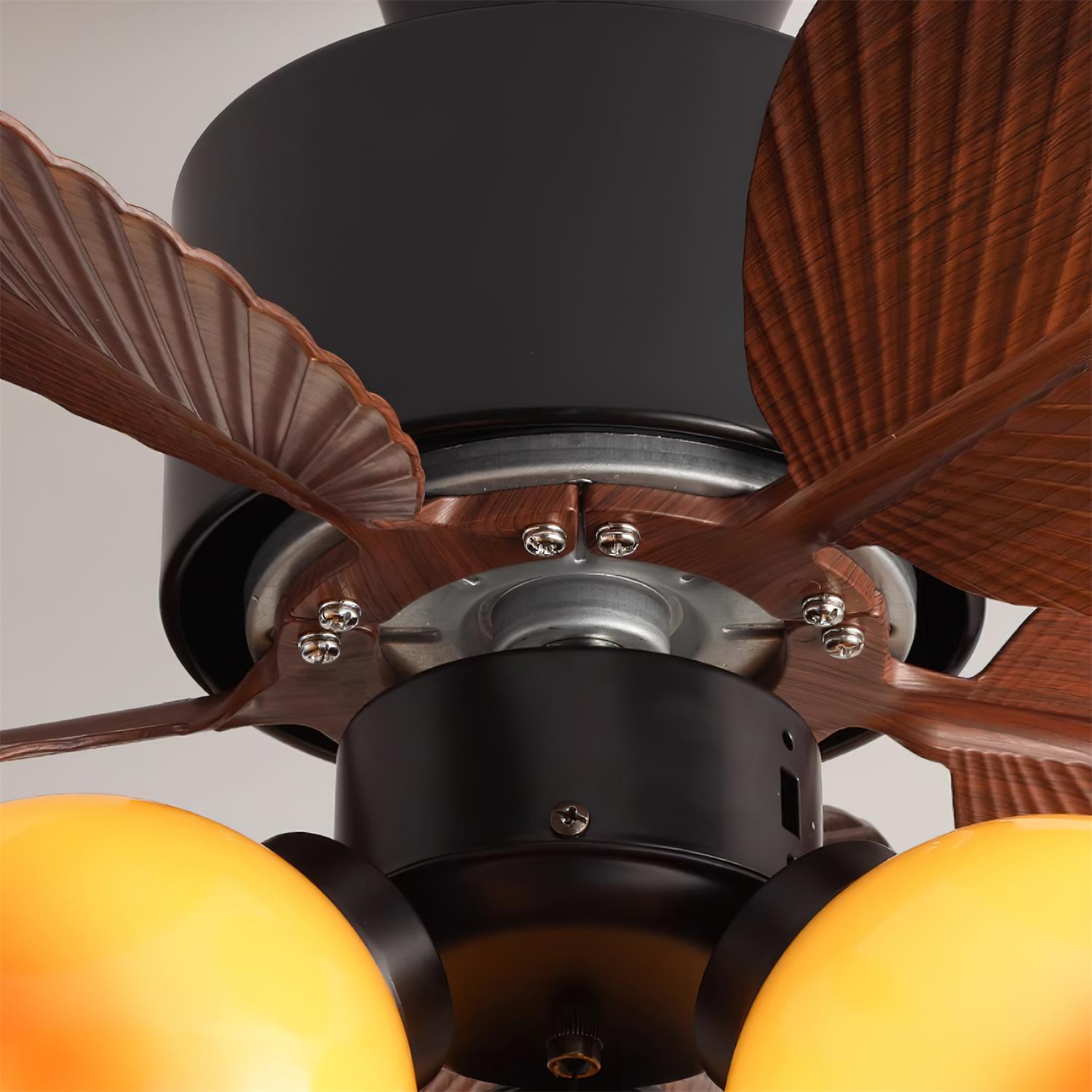 Deckenventilator mit Licht Palmblatt, LED Ventilator Leise Fernbedienung Ø75 cm