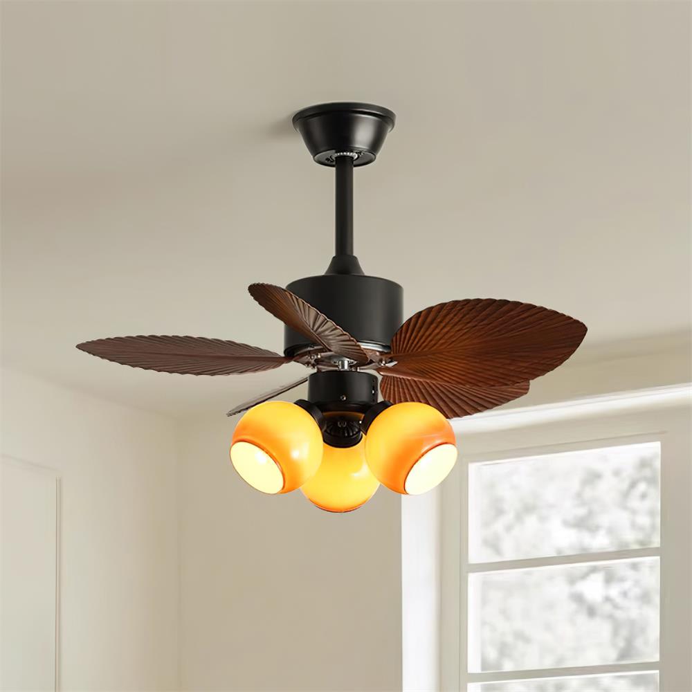 Deckenventilator mit Licht Palmblatt, LED Ventilator Leise Fernbedienung Ø75 cm