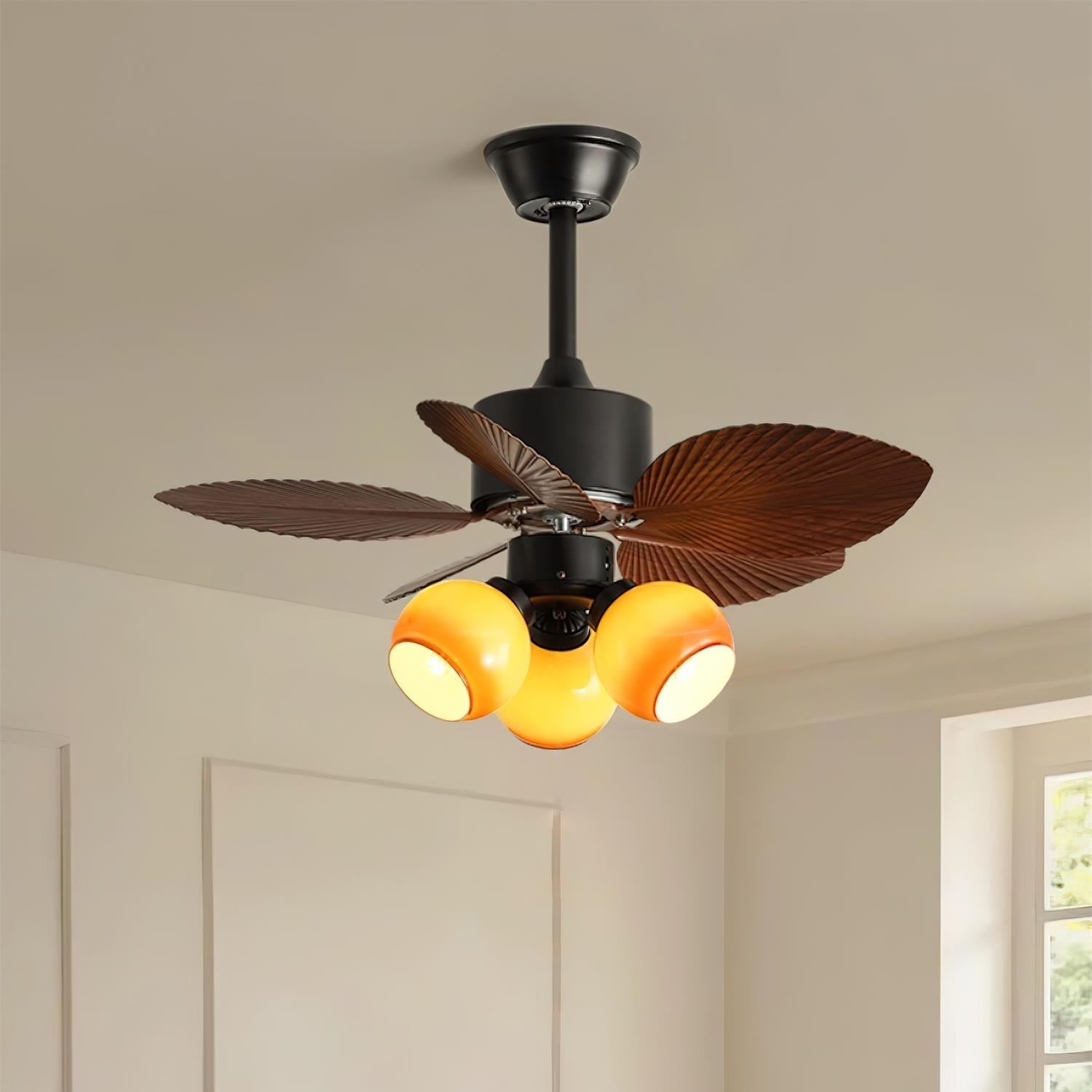 Deckenventilator mit Licht Palmblatt, LED Ventilator Leise Fernbedienung Ø75 cm