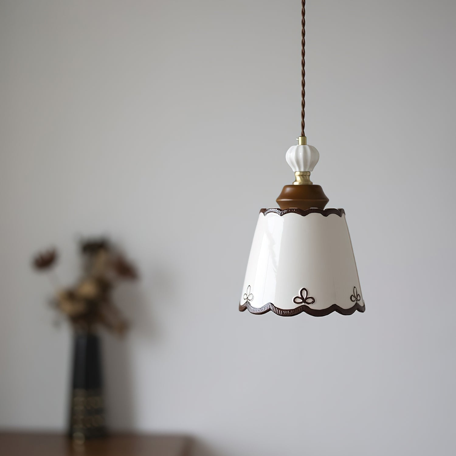 Keramik Pendelleuchte Handbemalt Ø25 cm, Vintage Design