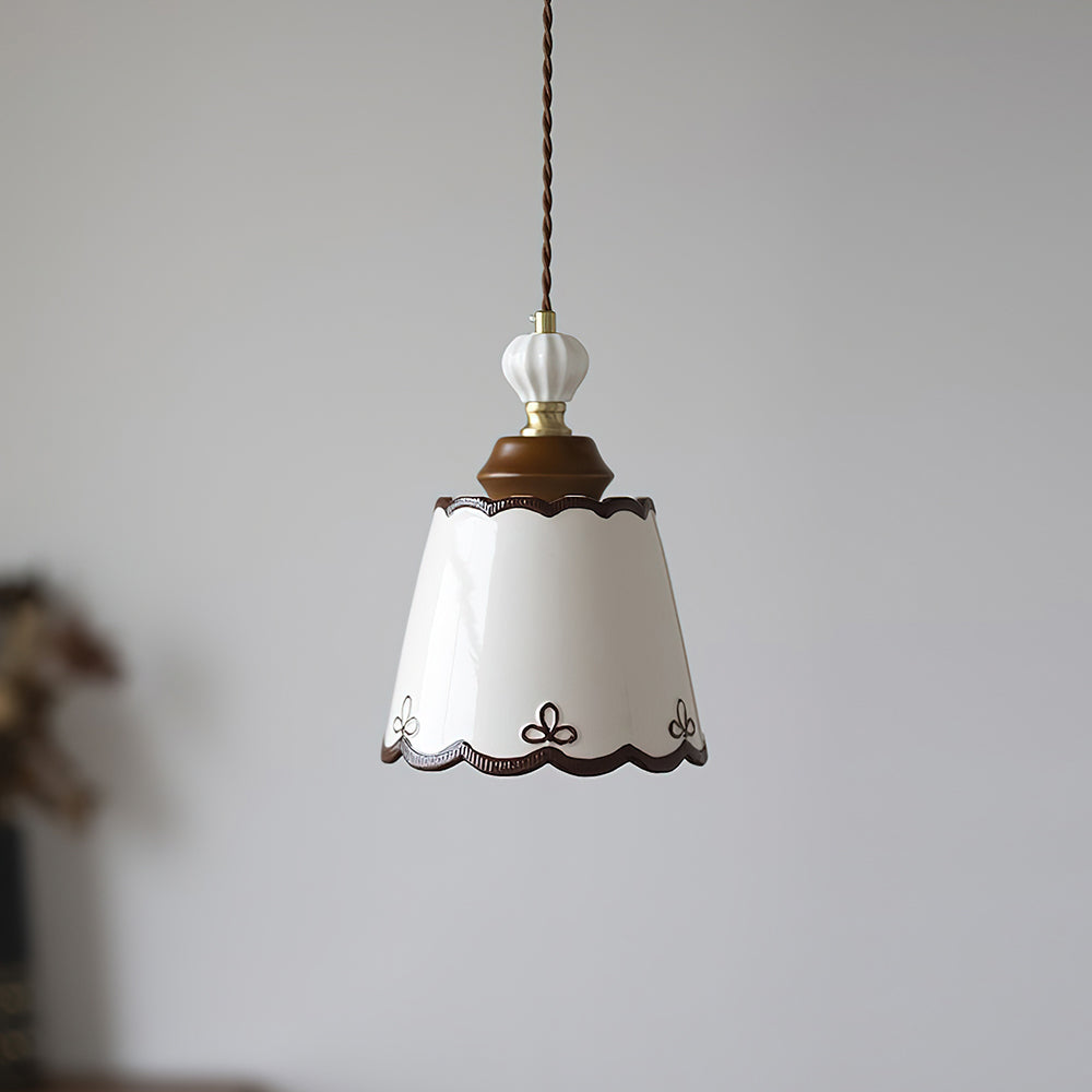 Keramik Pendelleuchte Handbemalt Ø25 cm, Vintage Design