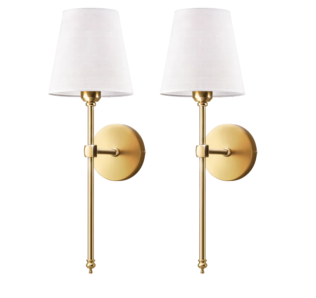 Kabellose Wandlampe mit Akku, E27, Fernbedienung, Stoffschirm