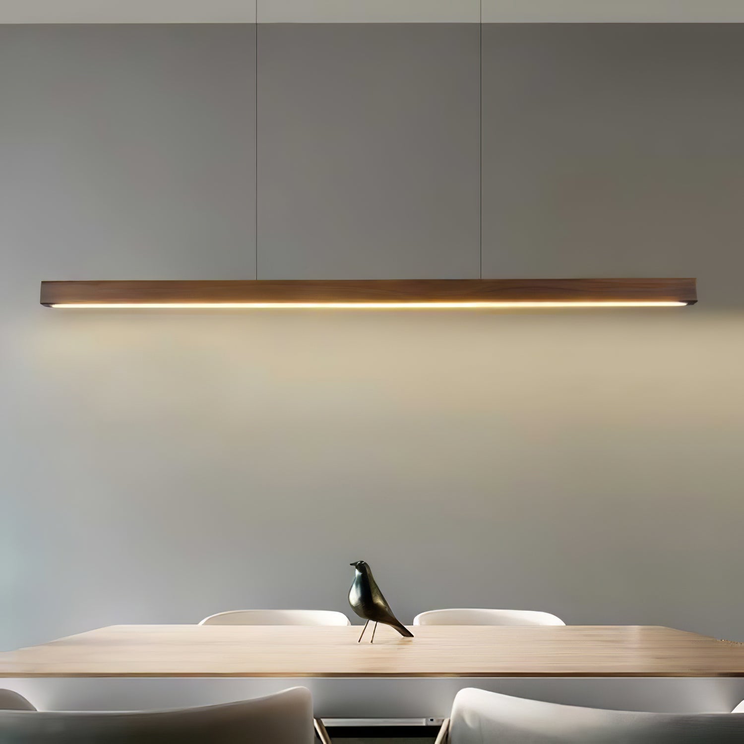 LED Pendelleuchte Holz länglich, Moderne Hängelampe Esszimmer