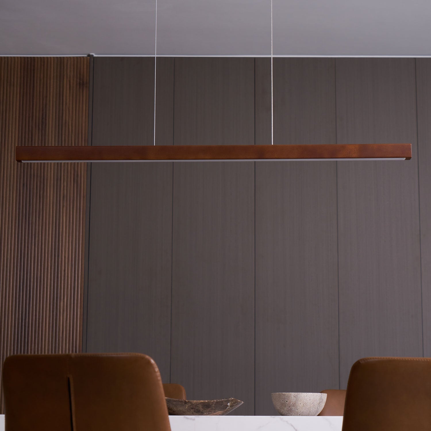 LED Pendelleuchte Holz länglich, Moderne Hängelampe Esszimmer