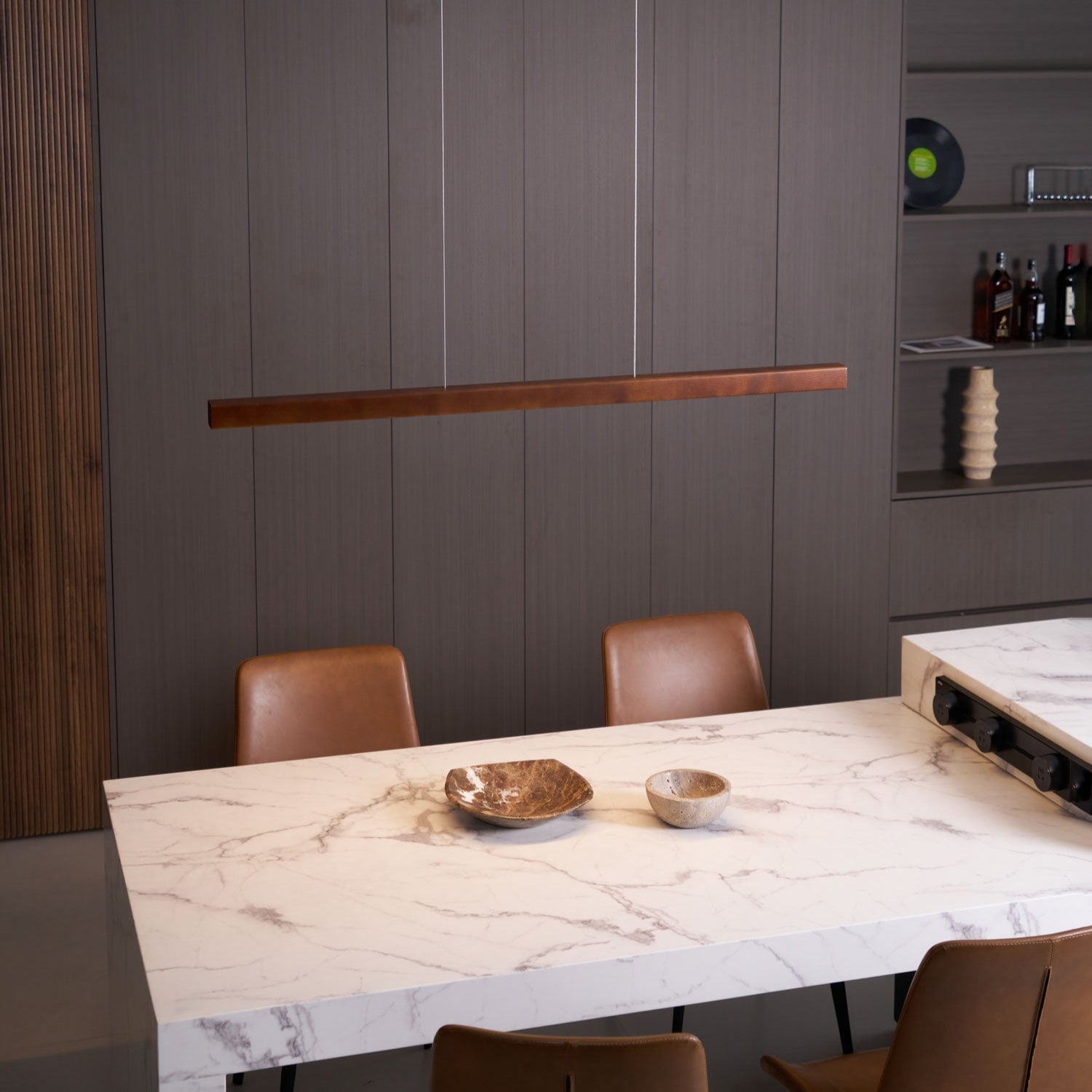LED Pendelleuchte Holz länglich, Moderne Hängelampe Esszimmer