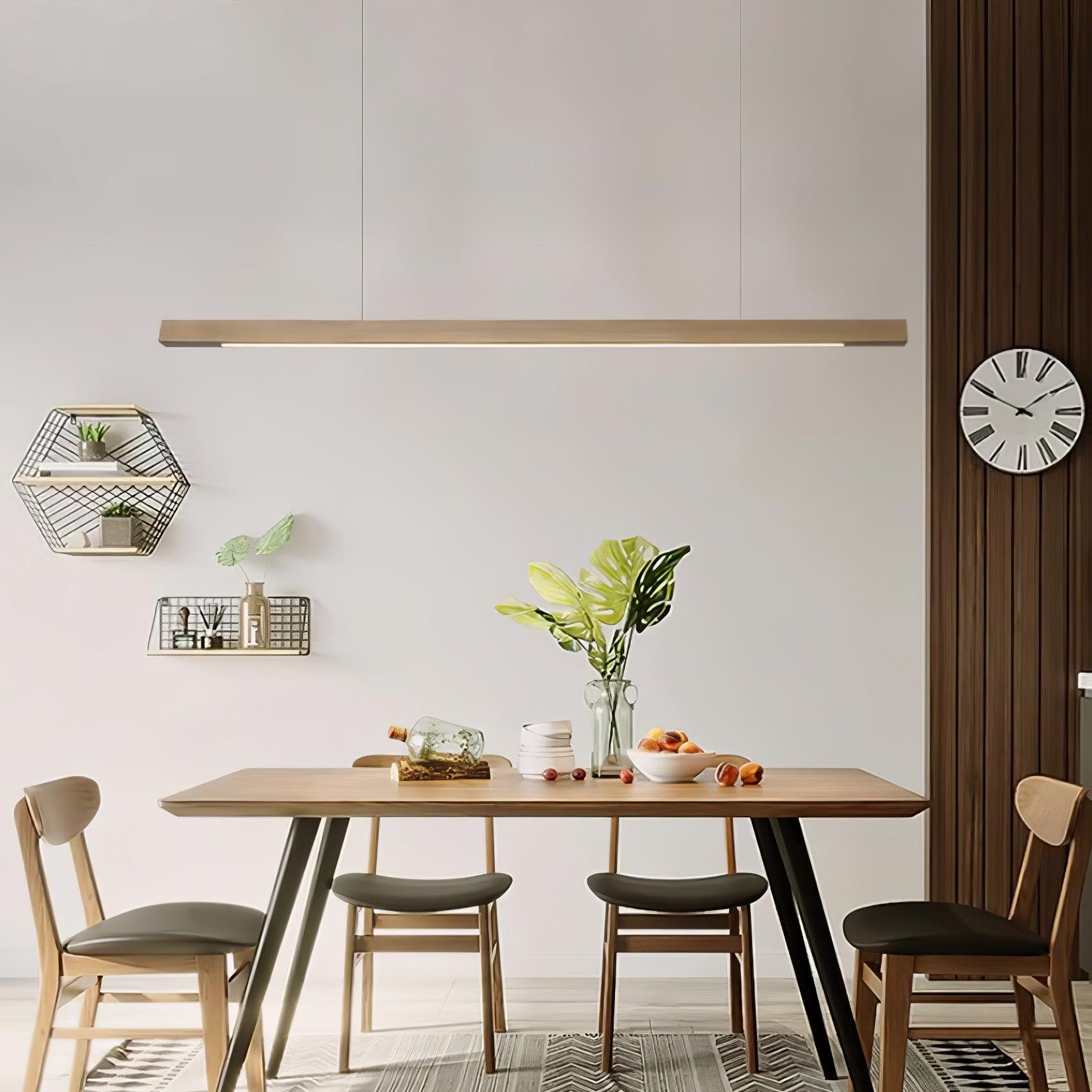LED Pendelleuchte Holz länglich, Moderne Hängelampe Esszimmer