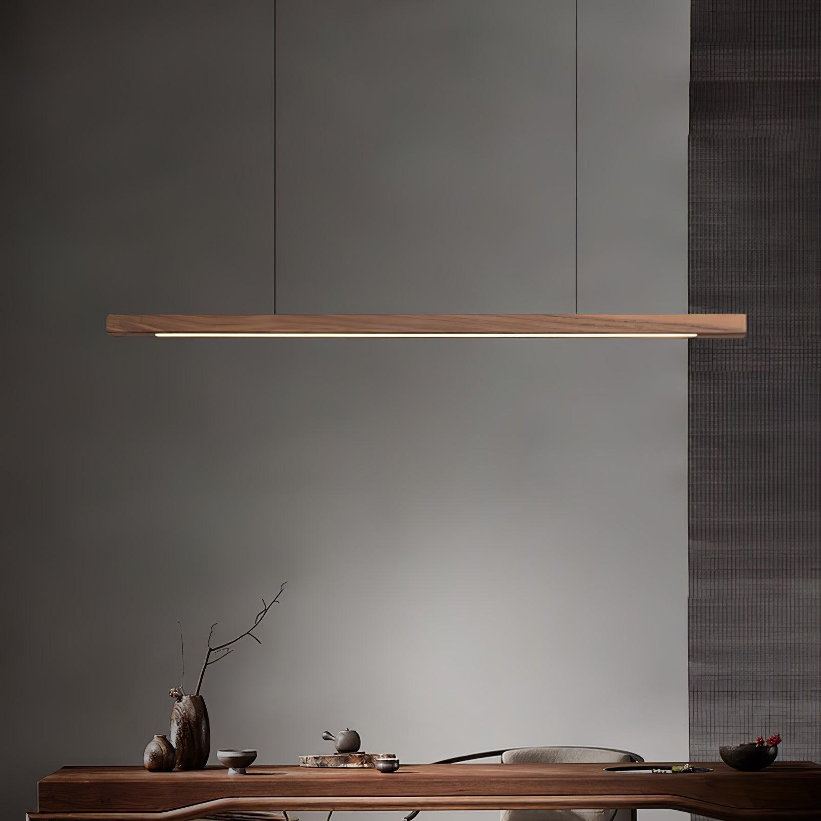 LED Pendelleuchte Holz länglich, Moderne Hängelampe Esszimmer