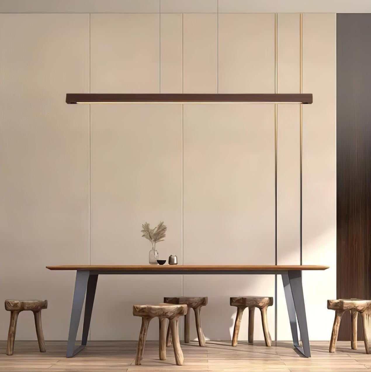 LED Pendelleuchte Holz länglich, Moderne Hängelampe Esszimmer