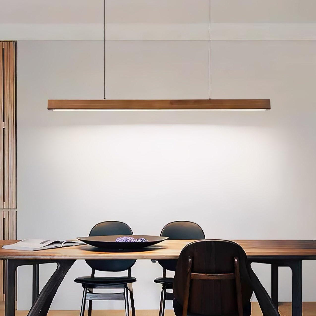 LED Pendelleuchte Holz länglich, Moderne Hängelampe Esszimmer