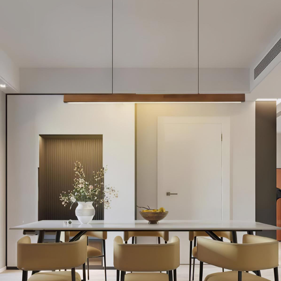 LED Pendelleuchte Holz länglich, Moderne Hängelampe Esszimmer