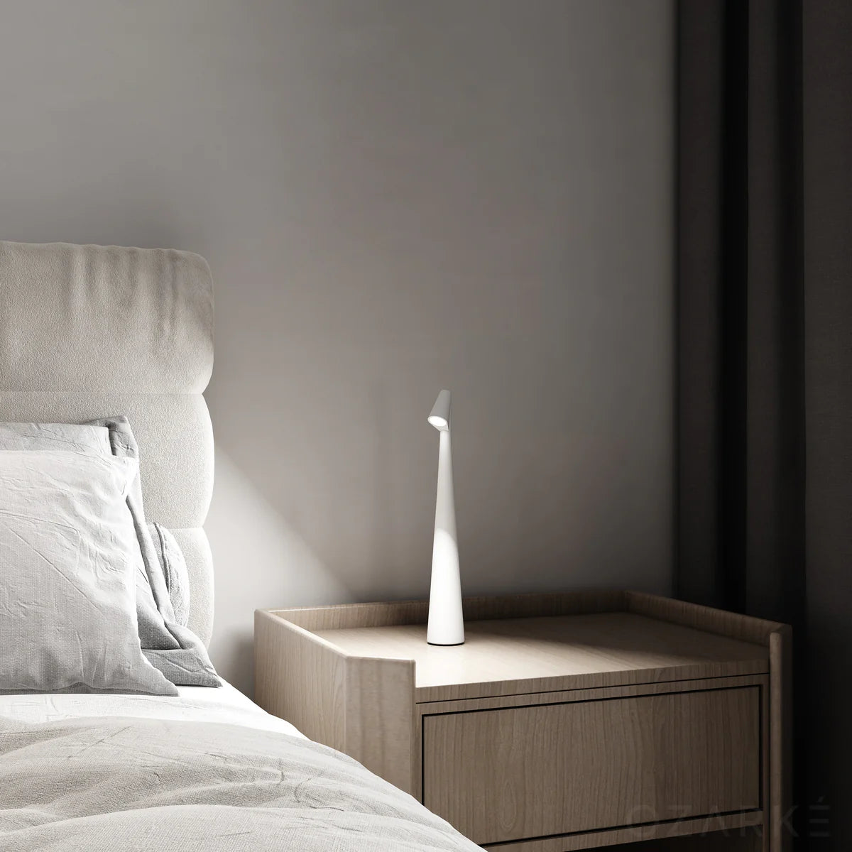 Kabellose LED Tischlampe mit Akku, Dimmbar, Holz Design, USB-C