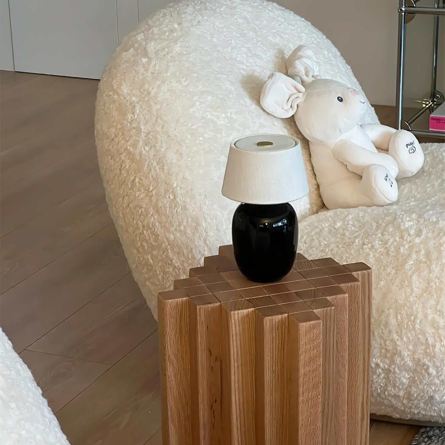 Keramik Tischlampe Stoff Schirm, Dimmbar Touch LED Warmweiß mit USB Anschluss